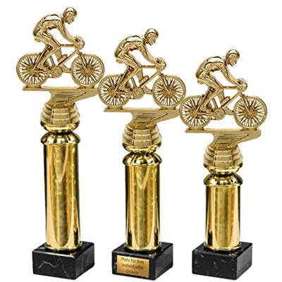eberin Coupe de cyclisme disponible en 3 tailles – Trophée Award – Gravure/texte souhaité Cycliste Colonne d'or marbre noir – Tour Coupe de vélo de ville - Publicité eberin Coupe de cyclisme disponible en 3 tailles – Trophée Award – Gravure/texte souhaité Cycliste Colonne d'or marbre noir – Tour Coupe de vélo de ville - Publicité