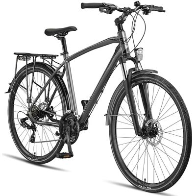 Licorne Bike Vélo de trekking 28 pouces, avec frein à disque en aluminium, 21 vitesses VTT Vélo cross(pour homme, titane) - Publicité Licorne Bike Vélo de trekking 28 pouces, avec frein à disque en aluminium, 21 vitesses VTT Vélo cross(pour homme, titane) - Publicité