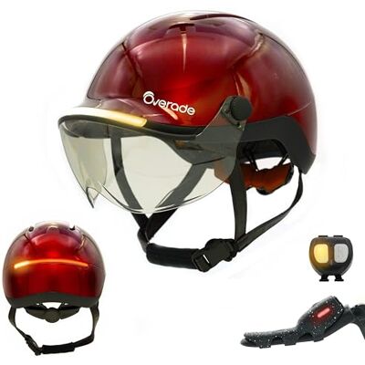 Overade Innovation Française Casque Life avec Visière, avec Éclairage Puissant Avant/arrière, Télécommande Clignotants Oximote Incluse, Fonction Feu Stop Inclus, Taille Unique. (Ruby Red) - Publicité Overade Innovation Française Casque Life avec Visière, avec Éclairage Puissant Avant/arrière, Télécommande Clignotants Oximote Incluse, Fonction Feu Stop Inclus, Taille Unique. (Ruby Red) - Publicité