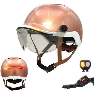 Overade Innovation Française Casque Life avec Visière, avec Éclairage Puissant Avant/arrière, Télécommande Clignotants Oximote Incluse, Fonction Feu Stop Inclus, Taille Unique. (Copper Shine) - Publicité Overade Innovation Française Casque Life avec Visière, avec Éclairage Puissant Avant/arrière, Télécommande Clignotants Oximote Incluse, Fonction Feu Stop Inclus, Taille Unique. (Copper Shine) - Publicité