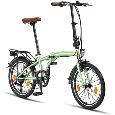 PACTO Vélo pliant 20" avec système de pliage rapide (10 secondes), cadre en acier, poids léger (16 kg), 6 vitesses, freins en V et jantes en aluminium à double paroi (menthe) - Publicité PACTO Vélo pliant 20" avec système de pliage rapide (10 secondes), cadre en acier, poids léger (16 kg), 6 vitesses, freins en V et jantes en aluminium à double paroi (menthe) - Publicité