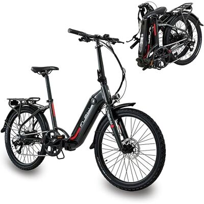 Flebi Vélo Électrique Pliable 24" Swan avec Autonomie 70 km et Batterie Amovible 10,4Ah/374Wh + 7 Vitesses E-Bike Urbain Unisexe Compact et Léger Femme/Homme Gris - Publicité Flebi Vélo Électrique Pliable 24" Swan avec Autonomie 70 km et Batterie Amovible 10,4Ah/374Wh + 7 Vitesses E-Bike Urbain Unisexe Compact et Léger Femme/Homme Gris - Publicité