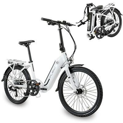 Flebi Vélo Électrique Pliable 24" Swan avec Autonomie 70 km et Batterie Amovible 10,4Ah/374Wh + 7 Vitesses E-Bike Urbain Unisexe Compact et Léger Femme/Homme Blanc - Publicité Flebi Vélo Électrique Pliable 24" Swan avec Autonomie 70 km et Batterie Amovible 10,4Ah/374Wh + 7 Vitesses E-Bike Urbain Unisexe Compact et Léger Femme/Homme Blanc - Publicité