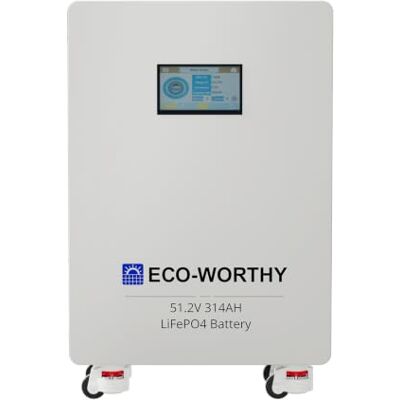 ECO-WORTHY Batterie Lithium 48V 314Ah 16,1 kWh avec Bluetooth LiFePO4 RS485/CAN/RS232 pour l'alimentation de Secours à la Maison, les Systèmes Solaires Indépendants du Réseau - Publicité ECO-WORTHY Batterie Lithium 48V 314Ah 16,1 kWh avec Bluetooth LiFePO4 RS485/CAN/RS232 pour l'alimentation de Secours à la Maison, les Systèmes Solaires Indépendants du Réseau - Publicité