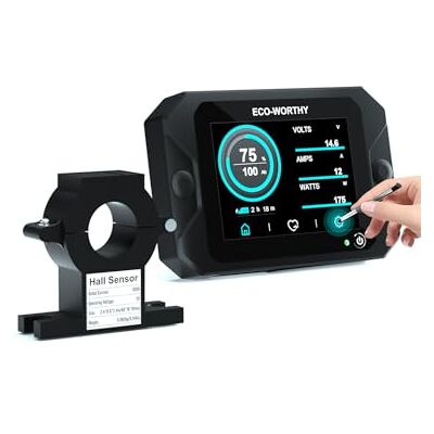 ECO-WORTHY Moniteur de batterie amélioré 300 A 12 V/24 V/36 V/48 V, moniteur de batterie à écran tactile 3,5 pouces avec alarme, testeur de batterie lithium/gel pour camping-cars, systèmes solaires - Publicité ECO-WORTHY Moniteur de batterie amélioré 300 A 12 V/24 V/36 V/48 V, moniteur de batterie à écran tactile 3,5 pouces avec alarme, testeur de batterie lithium/gel pour camping-cars, systèmes solaires - Publicité