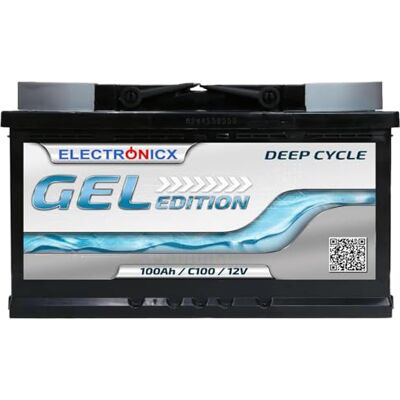 Electronicx Batterie GEL 100Ah GEL Edition Camping Solutions Solaires – Performante pour Batterie Voiture Électrique Enfant 12V Panneau Solaire Camping-Car 100 Ah - Publicité Electronicx Batterie GEL 100Ah GEL Edition Camping Solutions Solaires – Performante pour Batterie Voiture Électrique Enfant 12V Panneau Solaire Camping-Car 100 Ah - Publicité
