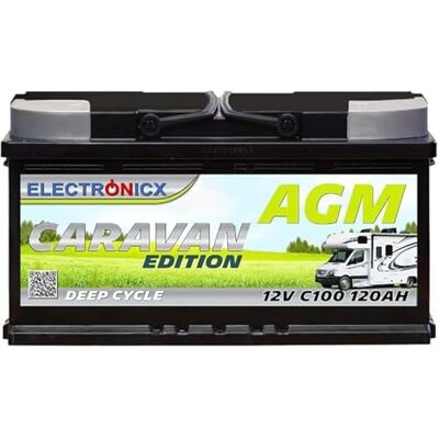 Electronicx Batterie AGM Décharge Lente 12V 120 Ah C100 – Sans Entretien, Étanche, Résistante aux Vibrations – Batterie Solaire 12V pour Camping-Car, Bateau, Panneaux Solaires, et Systèmes Hors Réseau - Publicité Electronicx Batterie AGM Décharge Lente 12V 120 Ah C100 – Sans Entretien, Étanche, Résistante aux Vibrations – Batterie Solaire 12V pour Camping-Car, Bateau, Panneaux Solaires, et Systèmes Hors Réseau - Publicité