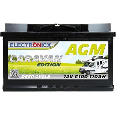 Electronicx Batterie AGM Décharge Lente 12V 110Ah C100 – Sans Entretien, Étanche, Résistante aux Vibrations – Batterie Solaire 12V pour Camping-Car, Bateau, Panneaux Solaires, et Systèmes Hors Réseau - Publicité Electronicx Batterie AGM Décharge Lente 12V 110Ah C100 – Sans Entretien, Étanche, Résistante aux Vibrations – Batterie Solaire 12V pour Camping-Car, Bateau, Panneaux Solaires, et Systèmes Hors Réseau - Publicité