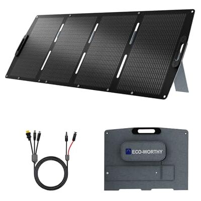 ECO-WORTHY Panneau solaire portable pliable de 200 W pour station Léger et facile à transporter, support réglable pour camping et camping-car - Publicité ECO-WORTHY Panneau solaire portable pliable de 200 W pour station Léger et facile à transporter, support réglable pour camping et camping-car - Publicité