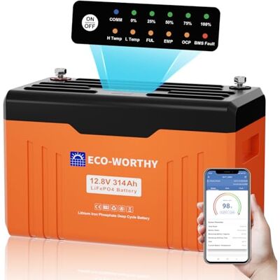 ECO-WORTHY Batterie Lithium 12V 314Ah EnergyTrek LiFePO4 4019Wh Bluetooth - Publicité ECO-WORTHY Batterie Lithium 12V 314Ah EnergyTrek LiFePO4 4019Wh Bluetooth - Publicité