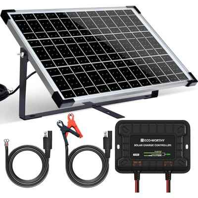 ECO-WORTHY Kit Panneau Solaire 25W 12V Mono : 25W Panneau Solaire + Support de Montage + Câble de connexion SAE + Contrôleur de charge pour voiture Marine Boat RV - Publicité ECO-WORTHY Kit Panneau Solaire 25W 12V Mono : 25W Panneau Solaire + Support de Montage + Câble de connexion SAE + Contrôleur de charge pour voiture Marine Boat RV - Publicité