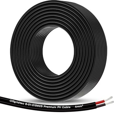 Offgridtec Câble solaire 2 x 4 mm², câble PV à deux fils pour installations solaires, design flexible et séparable, conducteur en cuivre étamé avec isolation XLPO, câble d'alimentation CC résistant à - Publicité Offgridtec Câble solaire 2 x 4 mm², câble PV à deux fils pour installations solaires, design flexible et séparable, conducteur en cuivre étamé avec isolation XLPO, câble d'alimentation CC résistant à - Publicité