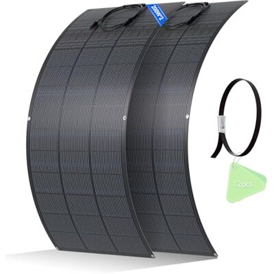 ECO-WORTHY Panneau Solaire Souple 400W(2 * 200W), Matériau ETFE Cellule Mono 18BB 25% de Conversion élevée pour Balcon, Camping-car, Bateau, Toit, Camping,Yacht, Surfaces irrégulières - Publicité ECO-WORTHY Panneau Solaire Souple 400W(2 * 200W), Matériau ETFE Cellule Mono 18BB 25% de Conversion élevée pour Balcon, Camping-car, Bateau, Toit, Camping,Yacht, Surfaces irrégulières - Publicité