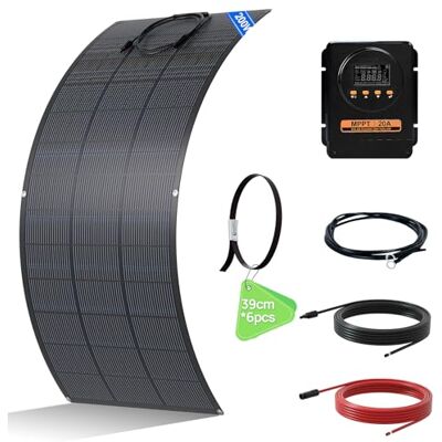 ECO-WORTHY Kit Panneau Solaire Souple 200W hors réseau Panneau Solaire Souple 200 W, Régulateur de Charge MPPT 20A avec Câble Solaire pour Caravane, Camping-car - Publicité ECO-WORTHY Kit Panneau Solaire Souple 200W hors réseau Panneau Solaire Souple 200 W, Régulateur de Charge MPPT 20A avec Câble Solaire pour Caravane, Camping-car - Publicité