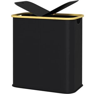 HOMCOM Panier à linge double pliable 80 L corbeille à linge sale avec couvercle, poignées rainurées, bac à linge pour salle de bain, chambre à coucher, buanderie, noir - Publicité HOMCOM Panier à linge double pliable 80 L corbeille à linge sale avec couvercle, poignées rainurées, bac à linge pour salle de bain, chambre à coucher, buanderie, noir - Publicité