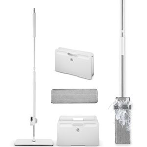 Swan Elevate Balai Plat à essorage Automatique et Seau Pliable Peu encombrant Système d'essorage intégré Tampon en Microfibre strié Blanc - Publicité Swan Elevate Balai Plat à essorage Automatique et Seau Pliable Peu encombrant Système d'essorage intégré Tampon en Microfibre strié Blanc - Publicité