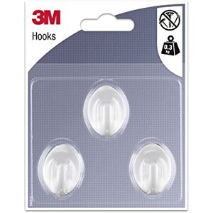 3M Petit Crochet Adhésif Blanc Ovale 3 Crochets - Publicité 3M Petit Crochet Adhésif Blanc Ovale 3 Crochets - Publicité