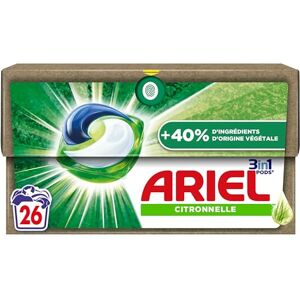 ARIEL 3in1 PODS, Lessive Liquide En Capsules 26x4 Lavages, Fraîcheur Avec Une Touche de Citronnelle, Avec 40% en plus d'ingrédients végétale - Publicité ARIEL 3in1 PODS, Lessive Liquide En Capsules 26x4 Lavages, Fraîcheur Avec Une Touche de Citronnelle, Avec 40% en plus d'ingrédients végétale - Publicité