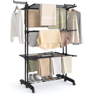 SONGMICS Étendoir à Linge, Séchoir Mobile à 4 Niveaux, avec roulettes, Pliable, 63,5 x 125,5 x 173 cm, Grande Capacité, Utilisation Intérieure et Extérieure, Noir d'encre LLR703BZ02 - Publicité SONGMICS Étendoir à Linge, Séchoir Mobile à 4 Niveaux, avec roulettes, Pliable, 63,5 x 125,5 x 173 cm, Grande Capacité, Utilisation Intérieure et Extérieure, Noir d'encre LLR703BZ02 - Publicité