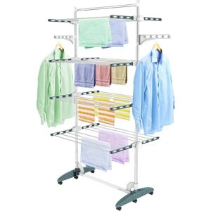 Todeco Séchoir à Linge Pliant à 4 Niveaux, Etendoir à Linge intérieur en Acier Inoxydable, Sèche-Linge Etendoir Pliable avec Barre Supérieure, Ailes réglables en Hauteur pour Terrasse Jardin, Sarcelle - Publicité Todeco Séchoir à Linge Pliant à 4 Niveaux, Etendoir à Linge intérieur en Acier Inoxydable, Sèche-Linge Etendoir Pliable avec Barre Supérieure, Ailes réglables en Hauteur pour Terrasse Jardin, Sarcelle - Publicité