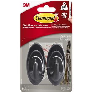 3M Command - Command Hooks - Anthracite - 4 Bandes - Crochets - Publicité 3M Command - Command Hooks - Anthracite - 4 Bandes - Crochets - Publicité