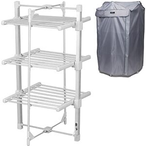 GlamHaus Séchoir à Linge électrique Chauffant en Aluminium avec Housse pour intérieur – Se replie à Plat pour Un Rangement Facile – Design à 3 Niveaux – Seulement 220 W - Publicité GlamHaus Séchoir à Linge électrique Chauffant en Aluminium avec Housse pour intérieur – Se replie à Plat pour Un Rangement Facile – Design à 3 Niveaux – Seulement 220 W - Publicité