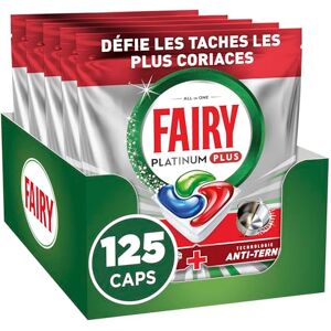 Antikal Fairy Platinum Plus Tablettes Lave-Vaisselle, 125 Tablettes (25x5), Sans Parfum, Technologie Anti-Terne, Redonne l'Éclat, Prévient le Calcaire, Système Pré-Lavage Intégré, Efficace en Cycle Court - Publicité Antikal Fairy Platinum Plus Tablettes Lave-Vaisselle, 125 Tablettes (25x5), Sans Parfum, Technologie Anti-Terne, Redonne l'Éclat, Prévient le Calcaire, Système Pré-Lavage Intégré, Efficace en Cycle Court - Publicité