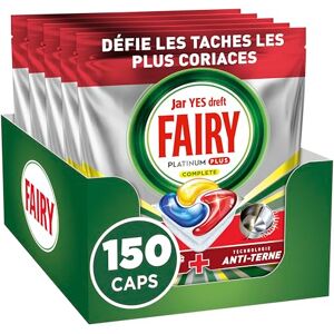 FAIRY Platinum Plus Tablettes Lave-Vaisselle, 150 Tablettes (30x5), Parfum Citron, Technologie Anti-Terne, Redonne l'Éclat, Prévient le Calcaire, Système Pré-Lavage Intégré, Efficace en Cycle Court - Publicité FAIRY Platinum Plus Tablettes Lave-Vaisselle, 150 Tablettes (30x5), Parfum Citron, Technologie Anti-Terne, Redonne l'Éclat, Prévient le Calcaire, Système Pré-Lavage Intégré, Efficace en Cycle Court - Publicité