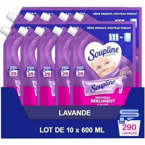 Soupline Berlingot Eco-Recharge Adoucissant à Diluer Parfum 3D Lavande Douceur Irrésistible Lot de 10 Recharges x 600ml - Publicité Soupline Berlingot Eco-Recharge Adoucissant à Diluer Parfum 3D Lavande Douceur Irrésistible Lot de 10 Recharges x 600ml - Publicité
