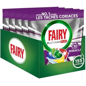 FAIRY Platinum Plus Tablettes Lave-Vaisselle Tout-en-1, Miracle 30 Minutes, 155 Tablettes (31x5), Notre Nettoyant n°1 Pour Les Résidus Alimentaires Tenaces - Publicité FAIRY Platinum Plus Tablettes Lave-Vaisselle Tout-en-1, Miracle 30 Minutes, 155 Tablettes (31x5), Notre Nettoyant n°1 Pour Les Résidus Alimentaires Tenaces - Publicité