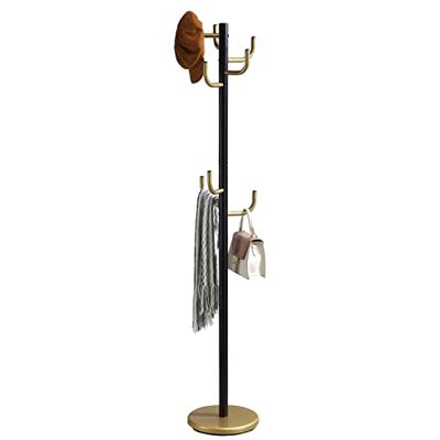IDIMEX Porte-Manteaux Mila Portant pour vêtements sur Pied Hauteur 174 cm Socle Rond et 8 Crochets, Meuble d'entrée en métal laqué Noir et Or doré - Publicité IDIMEX Porte-Manteaux Mila Portant pour vêtements sur Pied Hauteur 174 cm Socle Rond et 8 Crochets, Meuble d'entrée en métal laqué Noir et Or doré - Publicité