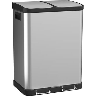 HOMCOM Poubelle de Cuisine 2 x 30L Poubelle à Pédale 2 Compartiments Argent Acier Inoxydable, Couvercle à Fermeture Douce, Seaux Intérieurs Amovibles, pour le Recyclage et les Déchets - Publicité HOMCOM Poubelle de Cuisine 2 x 30L Poubelle à Pédale 2 Compartiments Argent Acier Inoxydable, Couvercle à Fermeture Douce, Seaux Intérieurs Amovibles, pour le Recyclage et les Déchets - Publicité