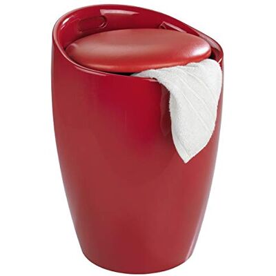 WENKO Tabouret Panier à Linge, Coffre à Linge et Tabouret Salle de Bain Candy, Coussin Amovible, Rouge, 20 litres, Ø 36x50,5 cm - Publicité WENKO Tabouret Panier à Linge, Coffre à Linge et Tabouret Salle de Bain Candy, Coussin Amovible, Rouge, 20 litres, Ø 36x50,5 cm - Publicité