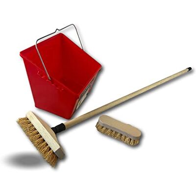 KIBROS Balai brosse lave-pont chiendent Manche bois Brosse à laver et récurer monture bois Seau rectangulaire Laver récurer ponts terrasse carrelages sols tapis Douille vissante KITLAVPCHD - Publicité KIBROS Balai brosse lave-pont chiendent Manche bois Brosse à laver et récurer monture bois Seau rectangulaire Laver récurer ponts terrasse carrelages sols tapis Douille vissante KITLAVPCHD - Publicité