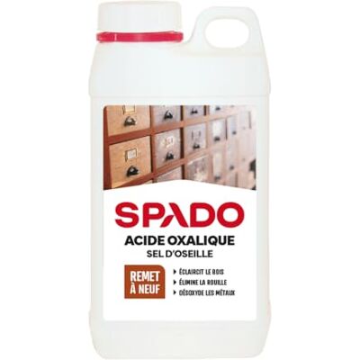 SPADO Acide oxalique Sel d'oseille Eclaircit le bois Elimine la rouille Désoxyde les métaux Remet à neuf 750 G Fabriqué en France - Publicité SPADO Acide oxalique Sel d'oseille Eclaircit le bois Elimine la rouille Désoxyde les métaux Remet à neuf 750 G Fabriqué en France - Publicité