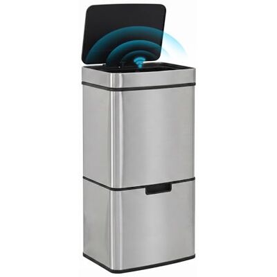 HOMCOM Poubelle de Cuisine Automatique Tri Sélectif 72L 42 x 30 x 81 cm 3 Compartiments, Acier Inox - Publicité HOMCOM Poubelle de Cuisine Automatique Tri Sélectif 72L 42 x 30 x 81 cm 3 Compartiments, Acier Inox - Publicité