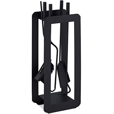 Relaxdays Serviteur de cheminée, Moderne, 5 pièces : tisonnier, Pelle à Cendres, Balai, Pince et Support, Noir - Publicité Relaxdays Serviteur de cheminée, Moderne, 5 pièces : tisonnier, Pelle à Cendres, Balai, Pince et Support, Noir - Publicité