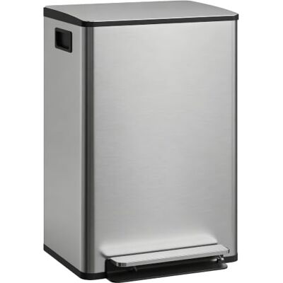 HOMCOM Poubelle Cuisine 50 Litres Poubelle à Pédale Acier Inoxydable Argent Seau Intérieur Amovible, Couvercle Fermeture Douce, Maintien Ouverture, Filtre Anti-Odeurs, Poignées - Publicité HOMCOM Poubelle Cuisine 50 Litres Poubelle à Pédale Acier Inoxydable Argent Seau Intérieur Amovible, Couvercle Fermeture Douce, Maintien Ouverture, Filtre Anti-Odeurs, Poignées - Publicité