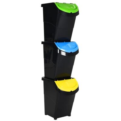 vidaXL Poubelles empilables avec couvercles - Noir PP 120 L - Publicité vidaXL Poubelles empilables avec couvercles - Noir PP 120 L - Publicité