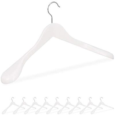 Relaxdays Cintre épaule Large, Set de 10, Cintre en Bois, Vestes, Costumes, Crochet 360°C, Blanc - Publicité Relaxdays Cintre épaule Large, Set de 10, Cintre en Bois, Vestes, Costumes, Crochet 360°C, Blanc - Publicité