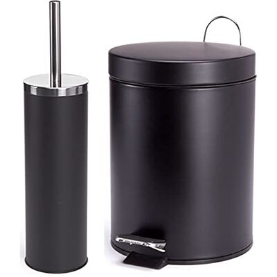 MSV Set de salle de bain 2 pièces Poubelle de salle de bain Poubelle et brosse WC Noir - Publicité MSV Set de salle de bain 2 pièces Poubelle de salle de bain Poubelle et brosse WC Noir - Publicité