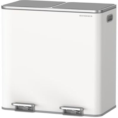 SONGMICS Poubelle à Double Compartiment 2 x 40 L, avec 15 Sacs Poubelles, Pédales en Métal, 2 Seaux Intérieurs en Plastique, Couvercles, Poignées, Fermeture en Douceur, Blanc et Gris LTB730W82 - Publicité SONGMICS Poubelle à Double Compartiment 2 x 40 L, avec 15 Sacs Poubelles, Pédales en Métal, 2 Seaux Intérieurs en Plastique, Couvercles, Poignées, Fermeture en Douceur, Blanc et Gris LTB730W82 - Publicité