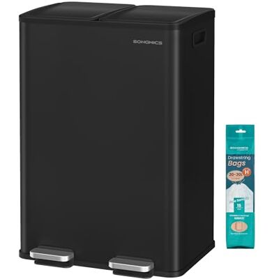 SONGMICS Poubelle de Cuisine, 2 x 30 L, 2 Compartiments, Poubelle à Pédale, Couvercle à Fermeture Douce, avec Seaux Intérieurs, Acier, 15 Sacs Poubelle Inclus, Noir d’Encre LTB741B02 - Publicité SONGMICS Poubelle de Cuisine, 2 x 30 L, 2 Compartiments, Poubelle à Pédale, Couvercle à Fermeture Douce, avec Seaux Intérieurs, Acier, 15 Sacs Poubelle Inclus, Noir d’Encre LTB741B02 - Publicité