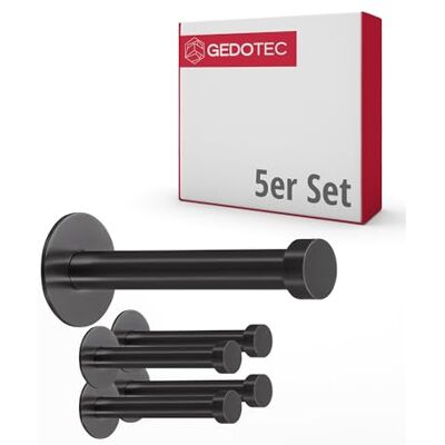 Gedotec PANTHER Profondeur de suspension: 72 mm Lot de 5 crochets muraux noirs en acier inoxydable Porte-manteau à visser Crochets muraux vintage design avec matériel de fixation - Publicité Gedotec PANTHER Profondeur de suspension: 72 mm Lot de 5 crochets muraux noirs en acier inoxydable Porte-manteau à visser Crochets muraux vintage design avec matériel de fixation - Publicité