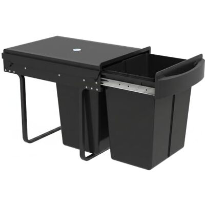 HOMCOM Poubelle sous Évier Coulissante 2x20L 52x33,5x41cm Noir Poubelle de Tri Sélectif, Seaux Intérieurs Amovibles, Poignée, Coulissement en Douceur, Structure en Acier, Couvercle en ABS - Publicité HOMCOM Poubelle sous Évier Coulissante 2x20L 52x33,5x41cm Noir Poubelle de Tri Sélectif, Seaux Intérieurs Amovibles, Poignée, Coulissement en Douceur, Structure en Acier, Couvercle en ABS - Publicité