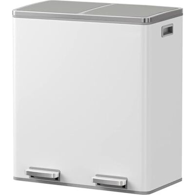 KITCHEN MOVE Poubelle de cuisine à pédale tri sélectif grande capacité 60L (2x30L) MAJOR en acier Inox Blanc - Publicité KITCHEN MOVE Poubelle de cuisine à pédale tri sélectif grande capacité 60L (2x30L) MAJOR en acier Inox Blanc - Publicité