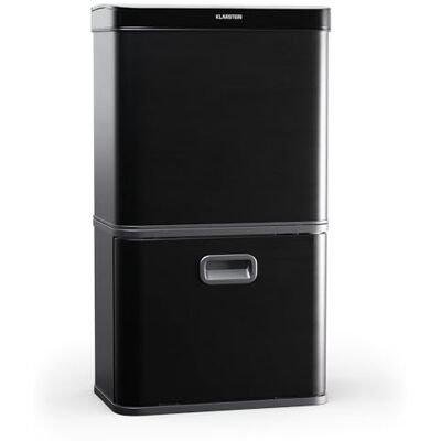 Klarstein Cestino a sensore touchless 56L - 3 compartiments - acier inoxydable noir mat - Poubelle - Publicité Klarstein Cestino a sensore touchless 56L - 3 compartiments - acier inoxydable noir mat - Poubelle - Publicité