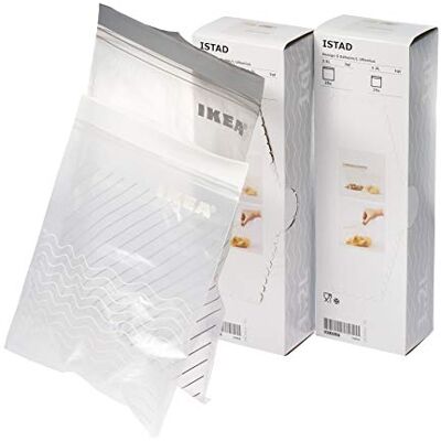 Ikea ISTAD 2 x Paquets Lot de 100 Sacs congélation refermables Blanc 50 Sacs 1,2 l 50 Sacs 2,5 l. Gris - Publicité Ikea ISTAD 2 x Paquets Lot de 100 Sacs congélation refermables Blanc 50 Sacs 1,2 l 50 Sacs 2,5 l. Gris - Publicité