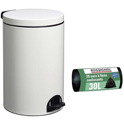 ROSSIGNOL Poubelle de cuisine à pédale et 20 sacs-poubelle, Capacité 20L, Fabrication française, Seau intérieur amovible avec anse, Pratique ELORA - Publicité ROSSIGNOL Poubelle de cuisine à pédale et 20 sacs-poubelle, Capacité 20L, Fabrication française, Seau intérieur amovible avec anse, Pratique ELORA - Publicité