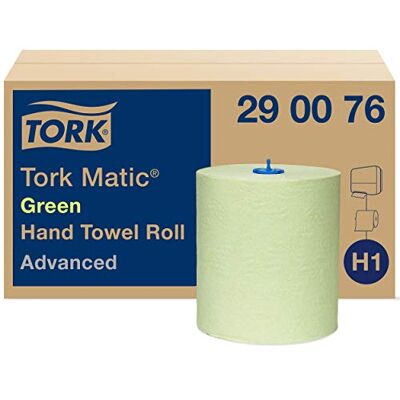 Tork Matic Essuie-mains Rouleaux en papier vert Advanced 290076 Papier d'essuyage pour Distributeurs H1 Absorbant et indéchirable, 2 plis, vert Longueur 150 m, Lot de 6 - Publicité Tork Matic Essuie-mains Rouleaux en papier vert Advanced 290076 Papier d'essuyage pour Distributeurs H1 Absorbant et indéchirable, 2 plis, vert Longueur 150 m, Lot de 6 - Publicité